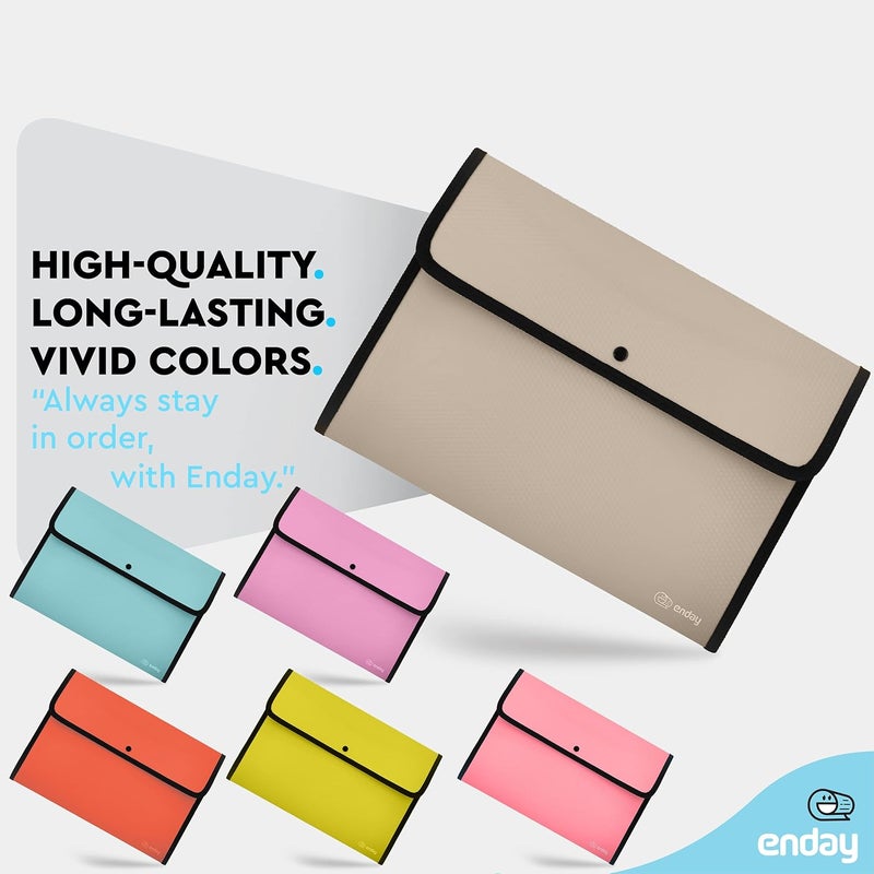 Enday Square Flap Document Holder Grey, Expanding File Folder, A4 Letter Size Reusable Filling Envelopes, Snap Closure Wallet File Pouch Also Available in Pink, Purple, Green, Red, Blue, 1 Pc– by - Image 4